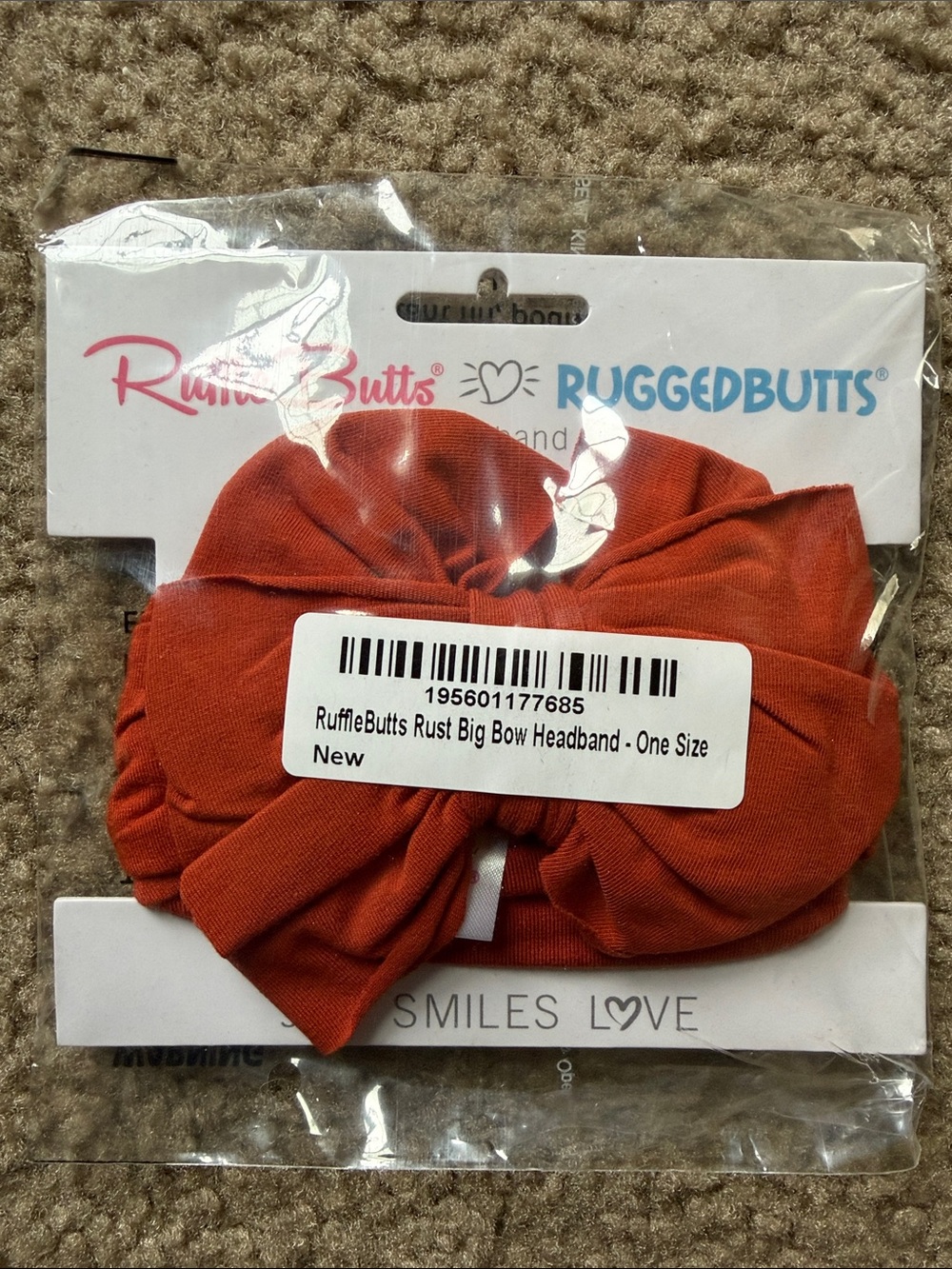 Ruffle Butts Rust Orange Big Bow Headband